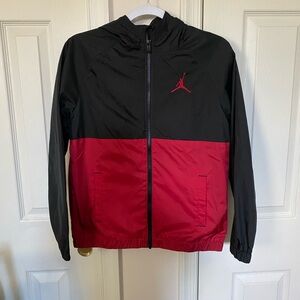 Jordan Kids Two-Tone Black and Red Windbreaker Jacket Large (12-13 Yrs)